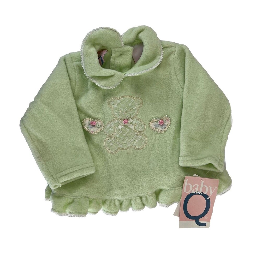 Vintage Kohls baby Q Fleece Baby Top Shirt Teddy Bear W/ Hearts 6/9 Months Retro